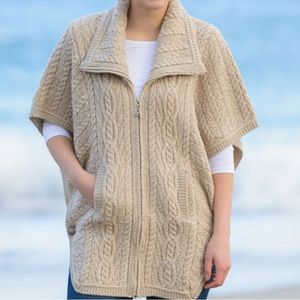 Aran batwing jacket with Celtic pull